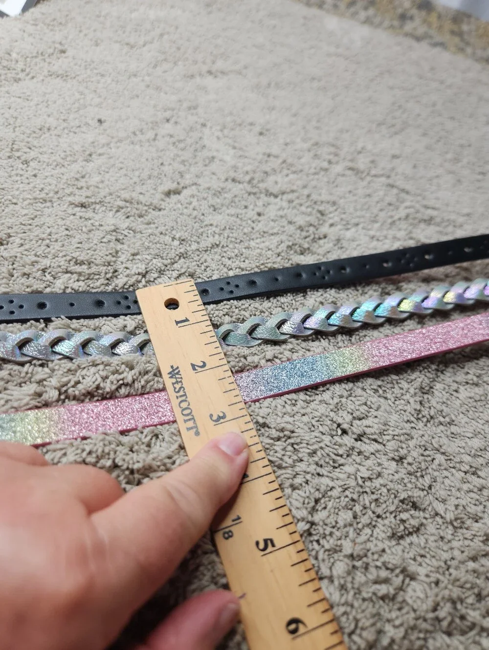 Girls' 3pk Rainbow Belt Set - Cat & Jack S: Adjustable Skinny Belts with Buckle